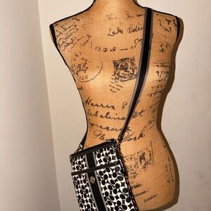 Coach Black & White Signature Crossbody with Contrast Stripe